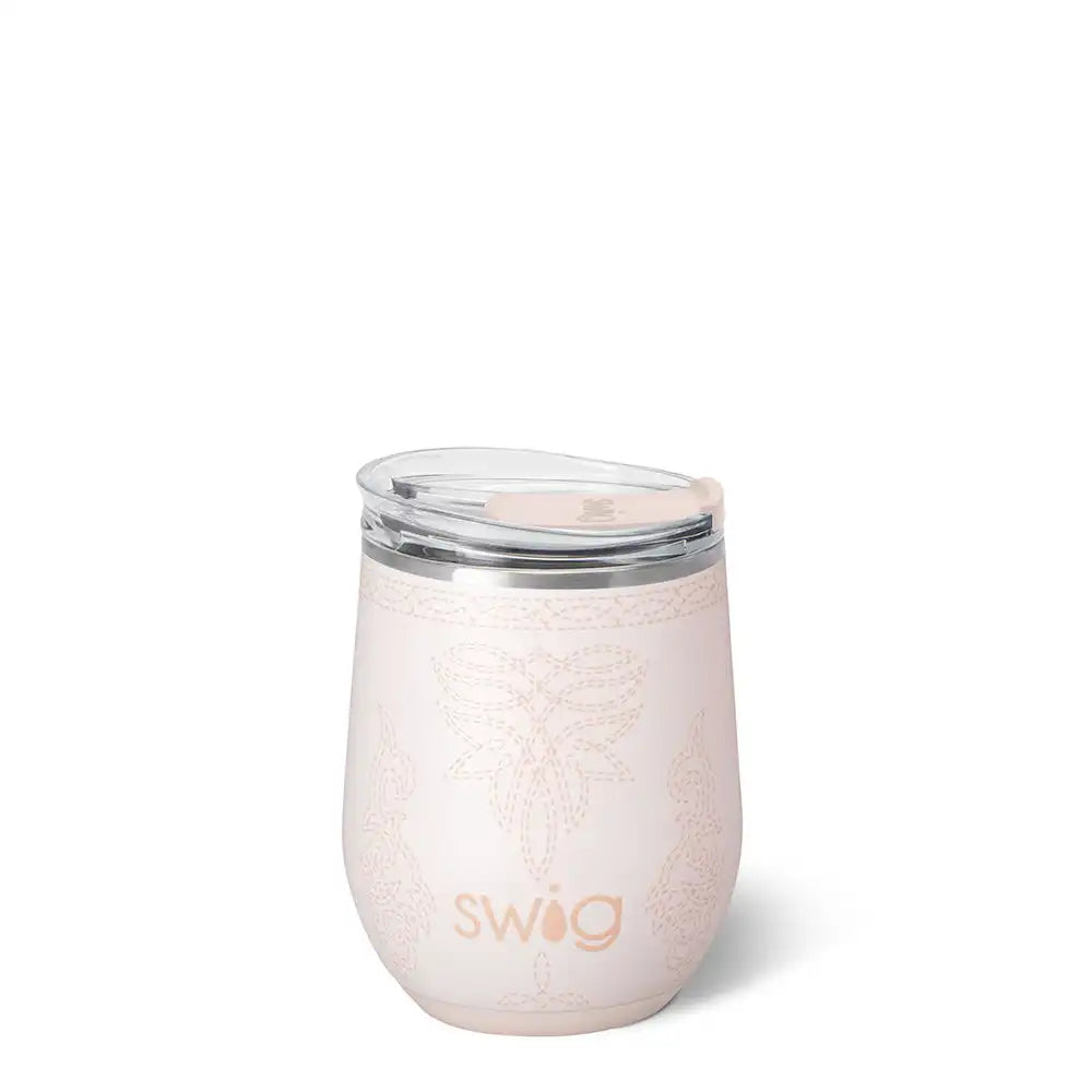 Saddle Stitch Cream Stemless Wine 12oz