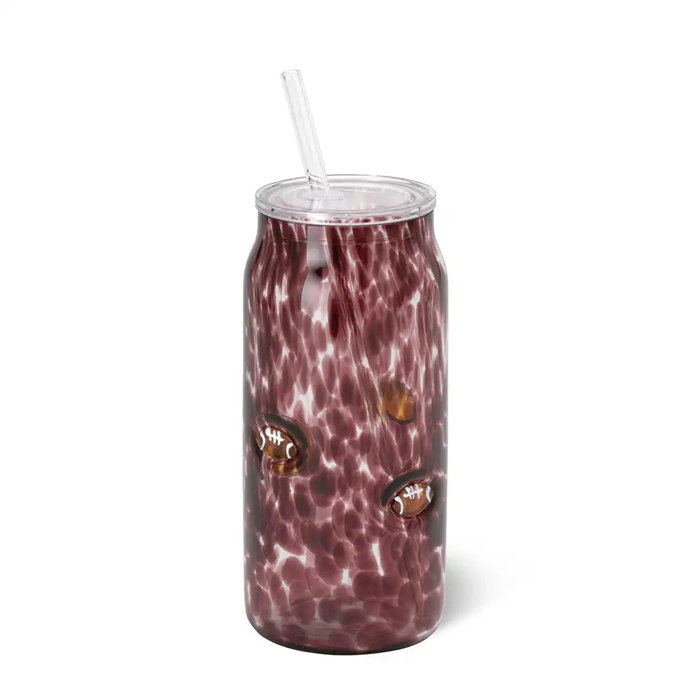 Maroon Football Charm Soda Glass 23oz
