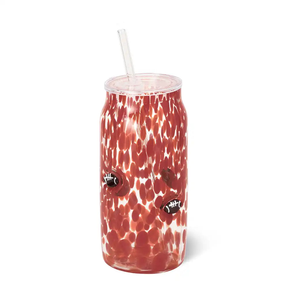 Red Football Charm Soda Glass 23oz