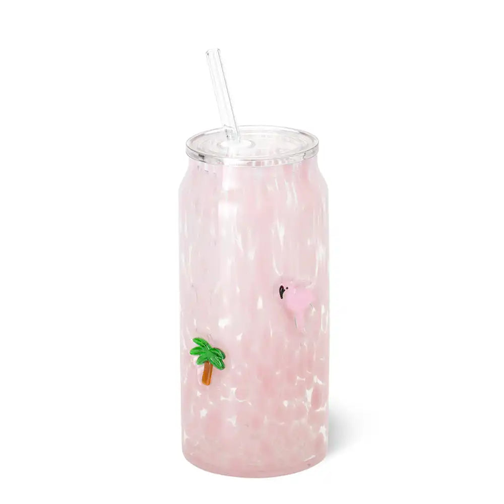 Flamingos Charm Soda Glass 23oz