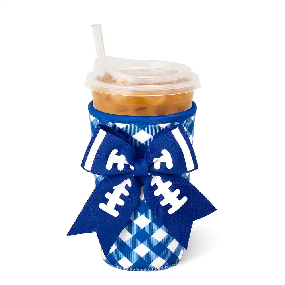 Gameday Gingham Royal Medium Iced Cup Coolie